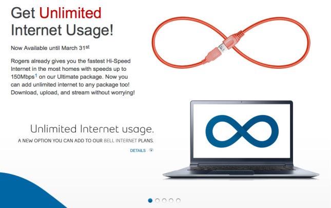 Unlimited: The only difference between Bell and Rogers' internet offers are the colours they come in.